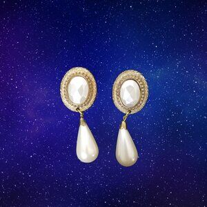 Vintage 70s Faux Pearl Drop Earrings